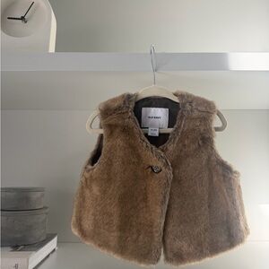 Old Navy Plush Faux Fur Vest in Light Brown
